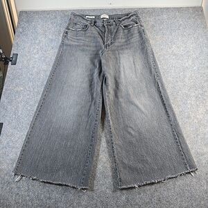 Universal Thread Women's Grey Mid Rise Super Wide Leg Jeans Size 12R Distressed